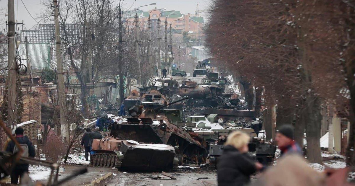 Destroyed Russian tanks in Irpin, Kyiv Region