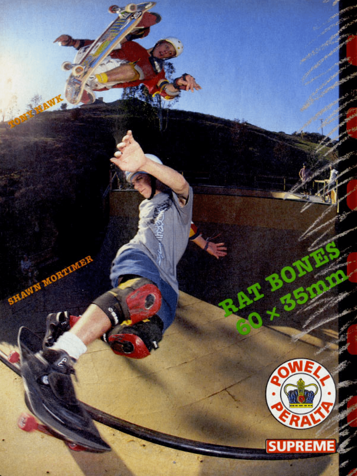 ‘I’m not sure how we pulled off this ollie to fakie over fs hurricane in 1990 though. And did we help create Supreme with this ad? It’s all a blur.’ - IG response from Tony Hawk to Sean’s post