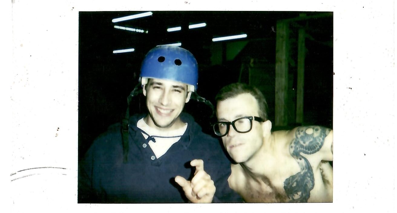 Jake Phelps and myself Maximus 1996 for many years Jake would come back to ride the Cambridge pool, Maximus skate park was across the street from the pool - Copy