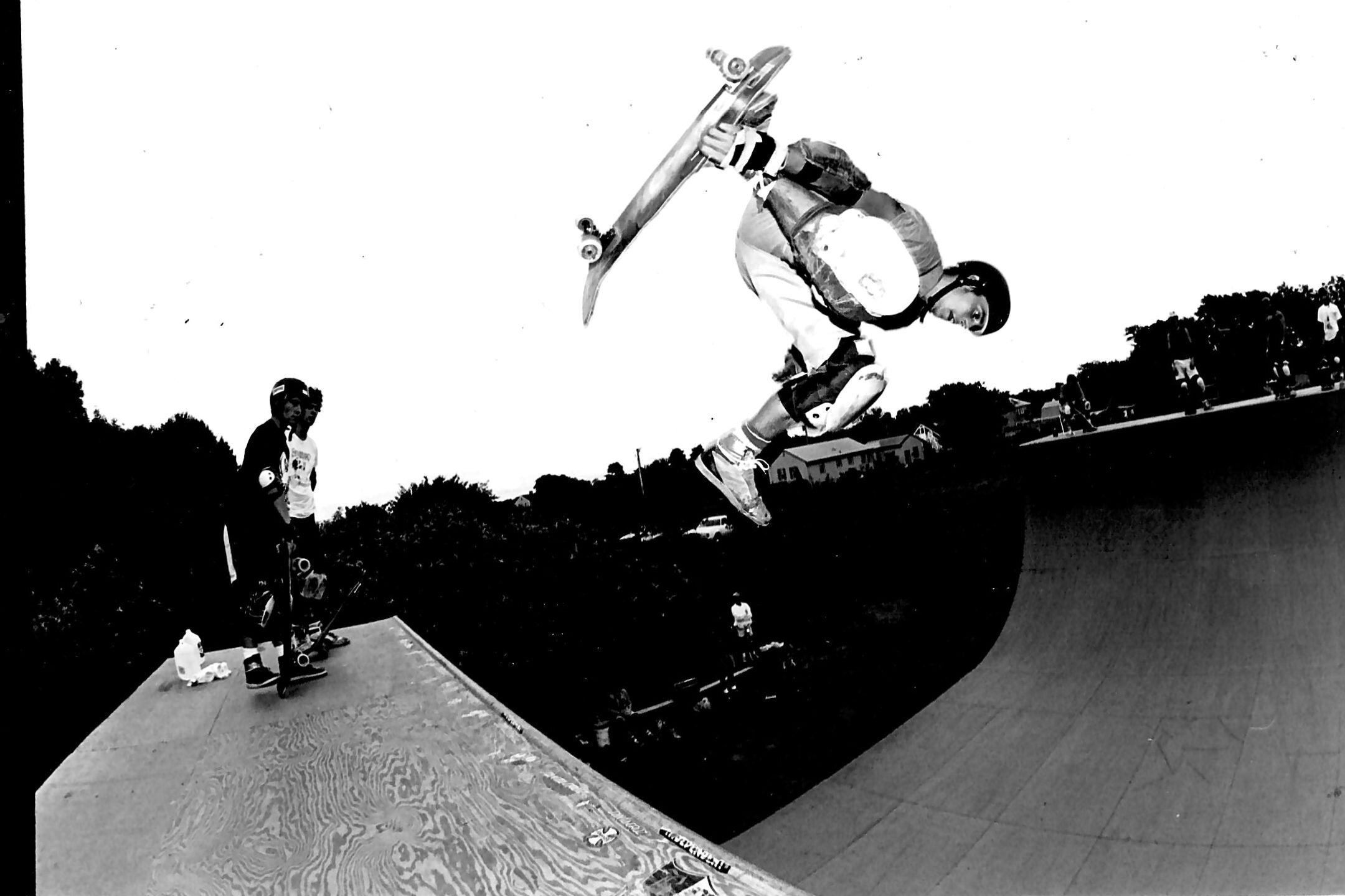 Onefooted Weddle air 1987 Newport RI ( The dog pisser) through the the late 80s and early 90s The Newport area had vert ramps, so we would travel there alot